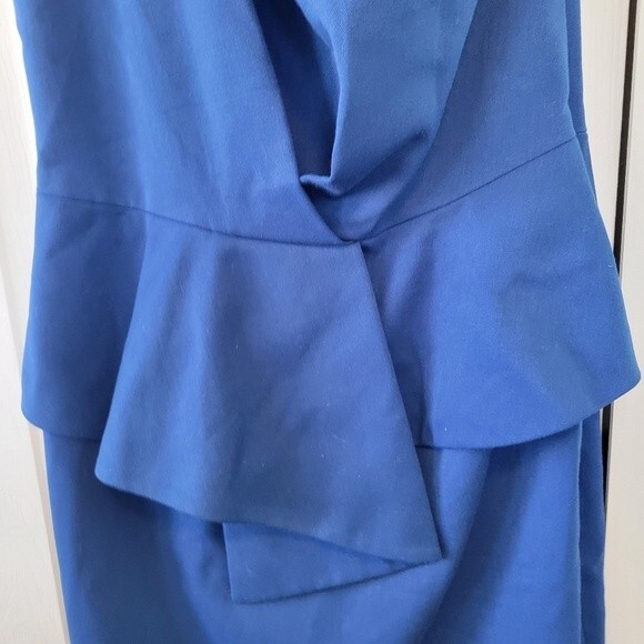 Black Halo Blue One Shoulder Peplum Dress Size 4 - Picture 4 of 6
